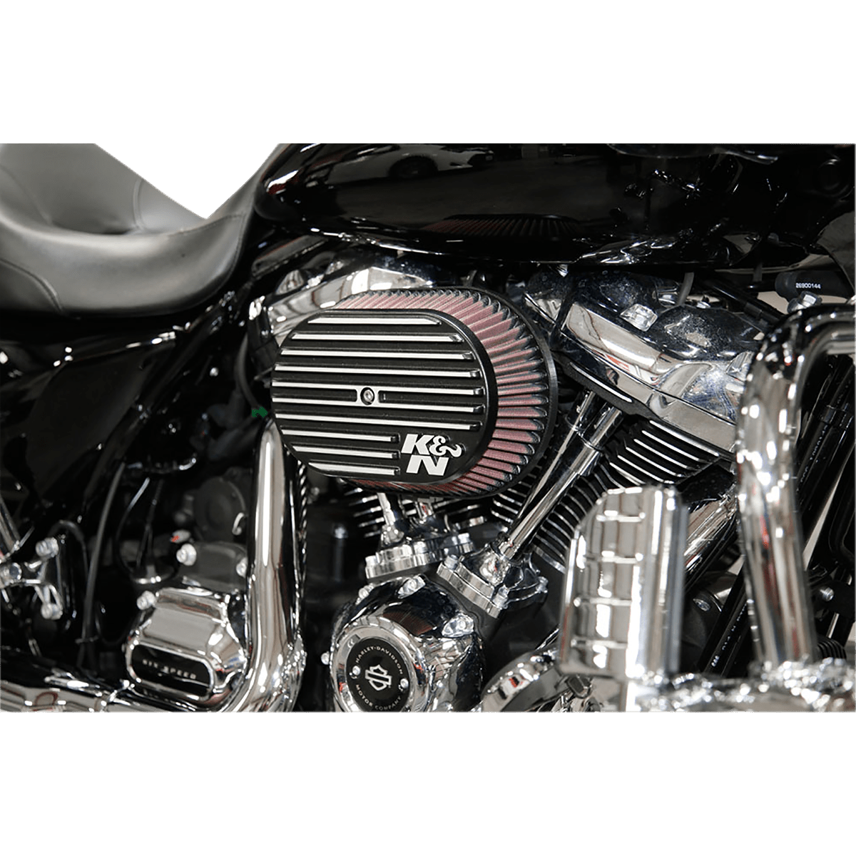 K & N Street Metal Air Intake Kit Side Drift Black Softail/Touring/Trike RK3952