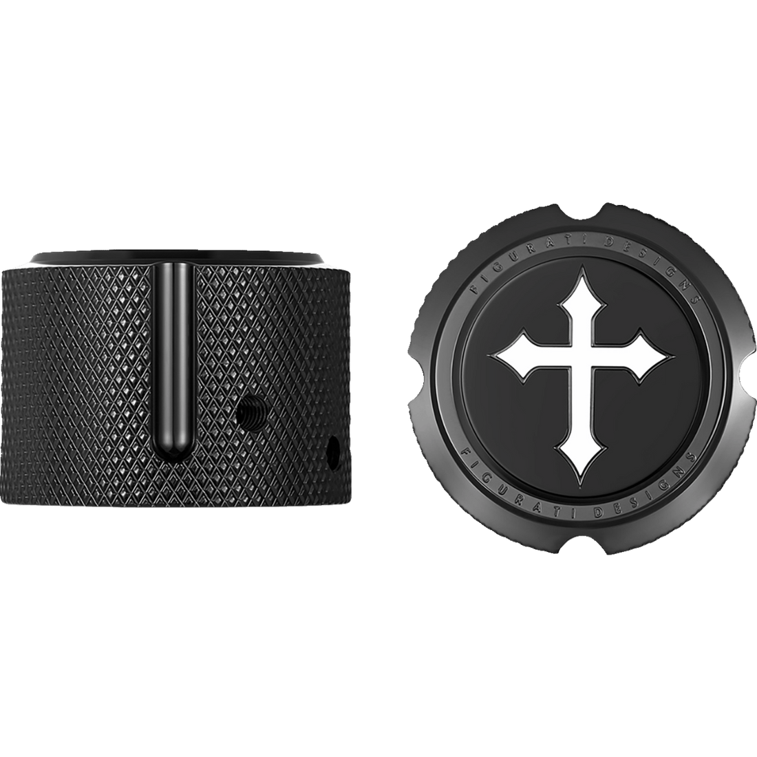 FIGURATI DESIGNS Axle Nut Cover Front Stainless Steel Cross Black FD41FACBK