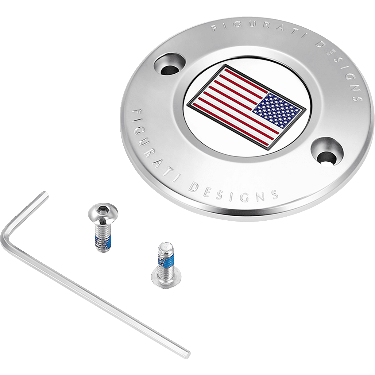 FIGURATI DESIGNS Timing Cover 2 Hole American Flag Stainless Steel FD20TC2HSS