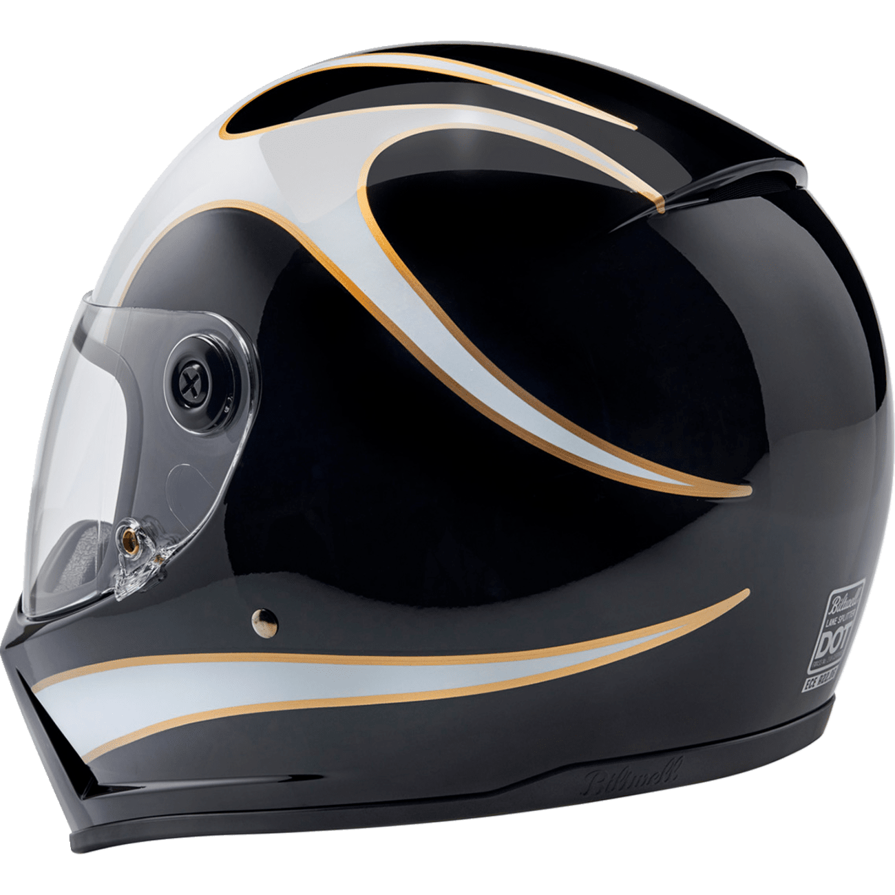 BILTWELL Lane Splitter Helmet Gloss Black/White Flames 2XL 1004570506