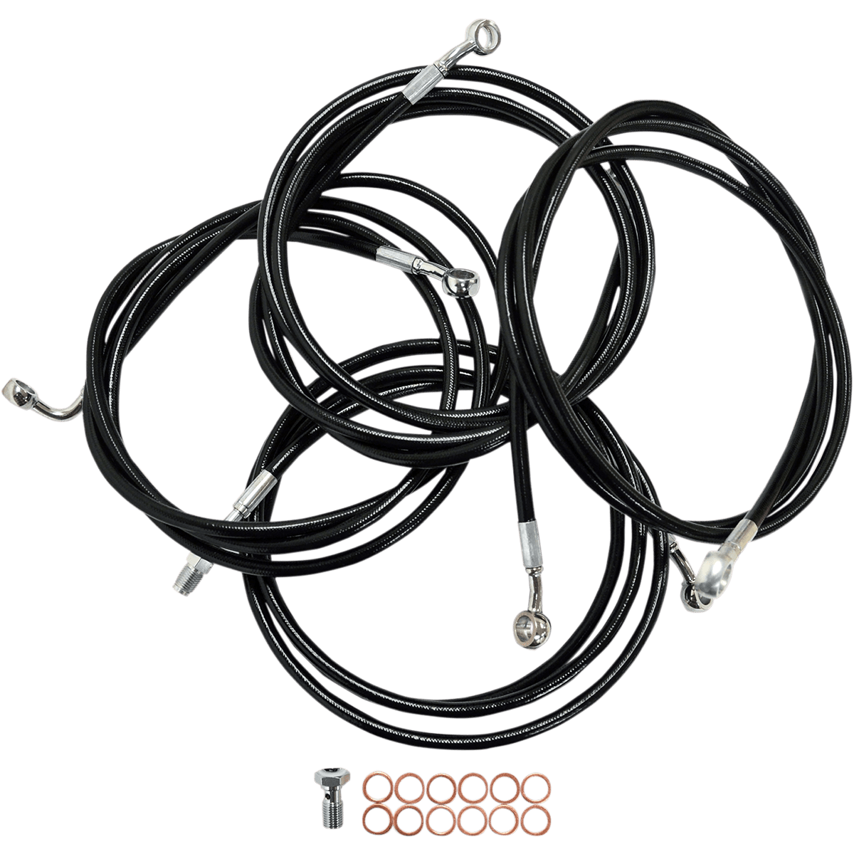 LA CHOPPERS Handlebar Cable/Brake Line Kit 12" 14" Ape Hanger Handlebars Black Vinyl LA8052KT13B