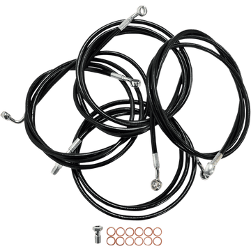 LA CHOPPERS Handlebar Cable/Brake Line Kit 15" 17" Ape Hanger Handlebars Black Vinyl LA8052KT16B