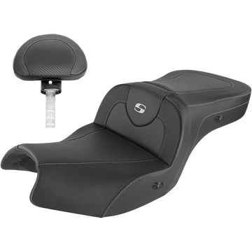 SADDLEMEN Heated Roadsofa™ Seat Carbon Fiber Includes Backrest Black Indian I2006185BRHCT