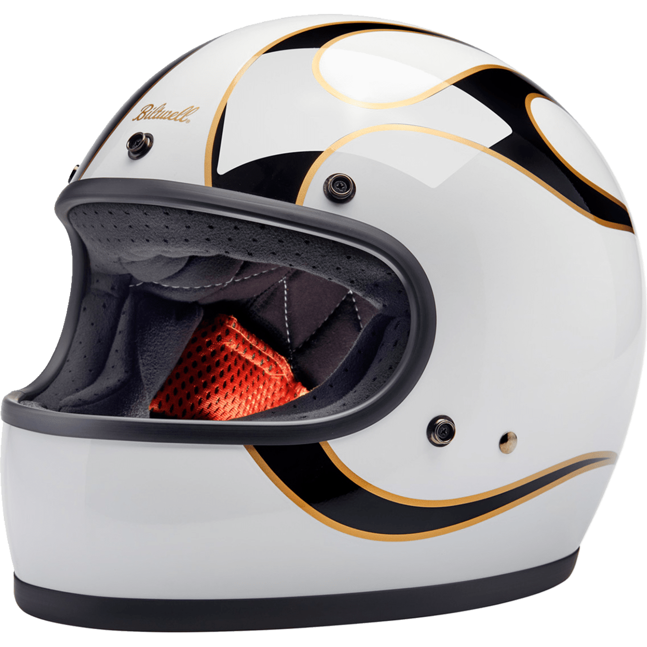 BILTWELL Gringo Helmet Flames White/Black Medium 1002561503