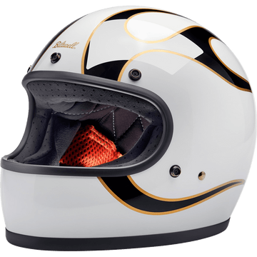 BILTWELL Gringo Helmet Flames White/Black Large 1002561504