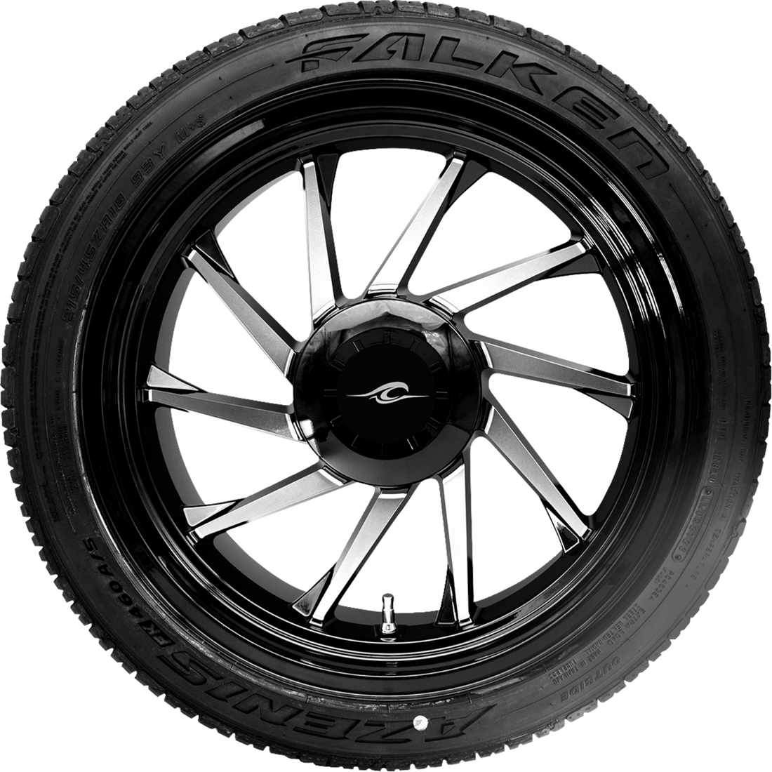 COASTAL MOTO Hurricane 3D Rear Left Wheel Black Cut (18") | Falken Tire (215/45ZR18)