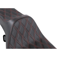 DRAG SPECIALTIES Extended Reach Predator III Seat Double Diamond Black w/ Red Stitching FL '99-'07