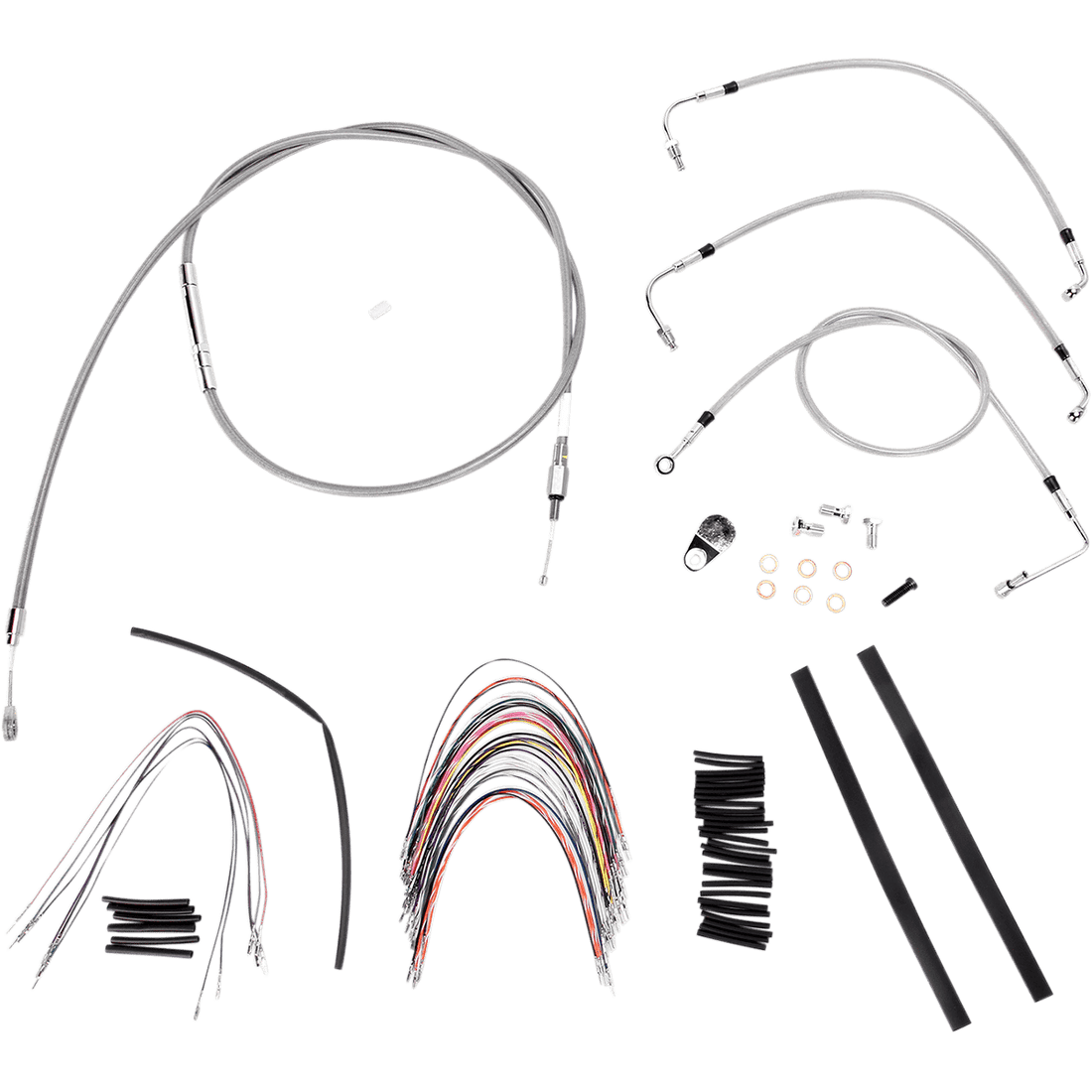 BURLY BRAND Handlebar Cable/Brake Line Kit Complete 18" Ape Hanger Handlebars Stainless Steel