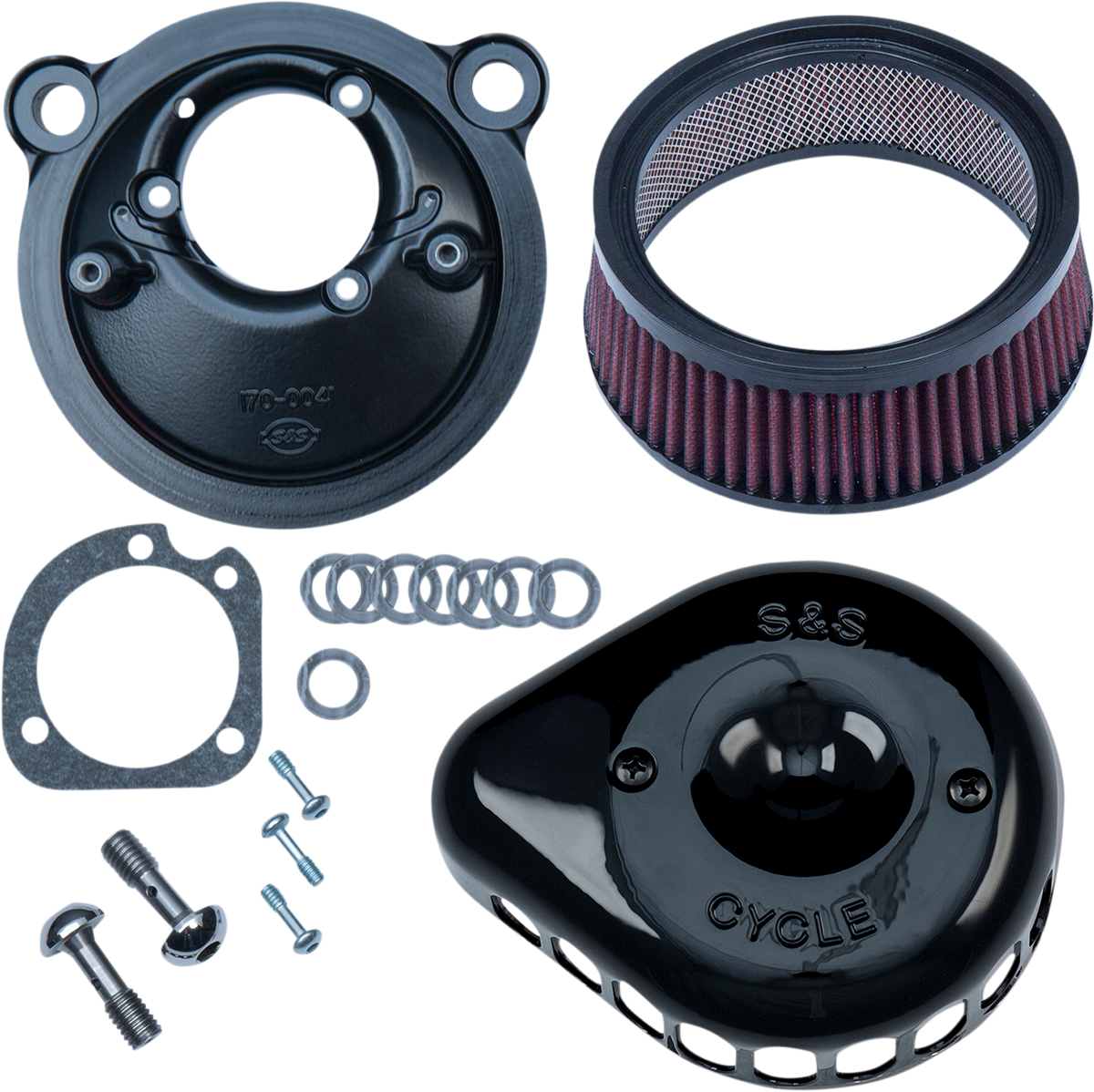 S&S CYCLE Mini Teardrop Stealth Air Cleaner Kit Gloss Black 1700440C