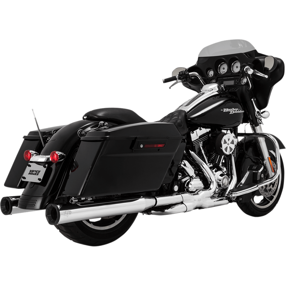 VANCE & HINES Eliminator 400 Slip-On Mufflers Chrome with Black End Caps 16706