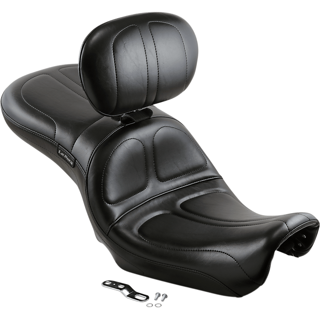 LE PERA Maverick Seat with Backrest Stitched Black FLD/FXD '06-'17 LK970BR