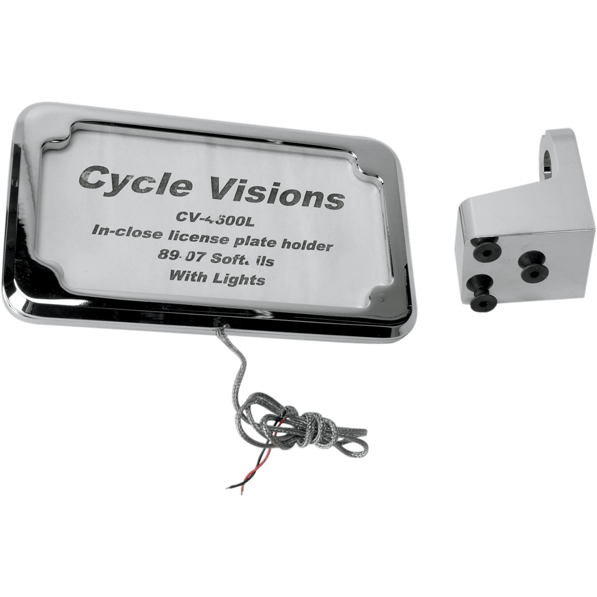 CYCLE VISIONS Vertical License Plate Mount with Light '86-'07 ST Chrome CV4600L