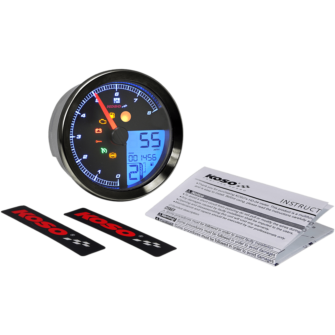 KOSO NORTH AMERICA Multi-Function Speedometer/Tachometer HD-04 Black BA051211