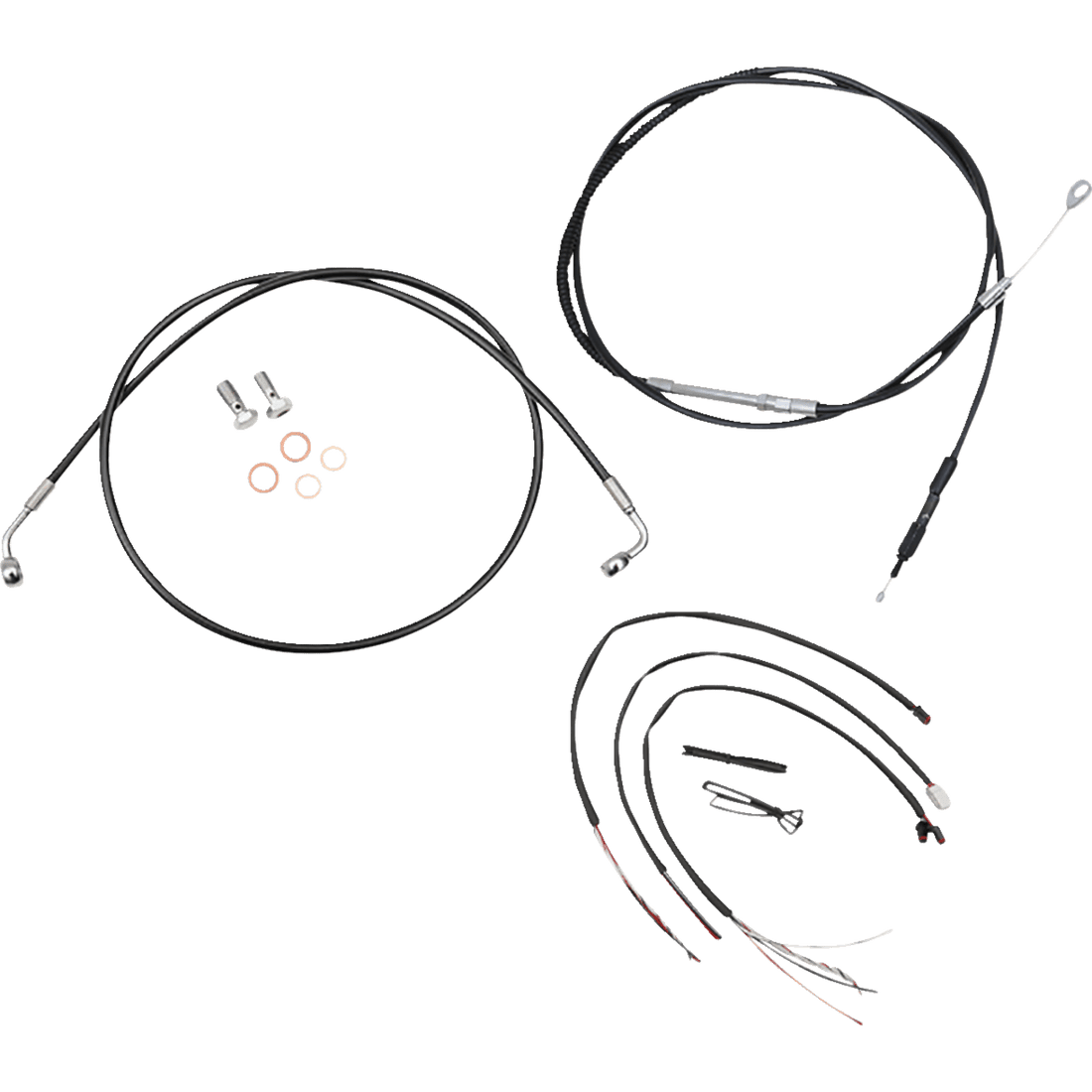 LA CHOPPERS Handlebar Cable/Brake Line Kit Quick Connect Complete 12" 14" Handlebars Black LA8156KT213B