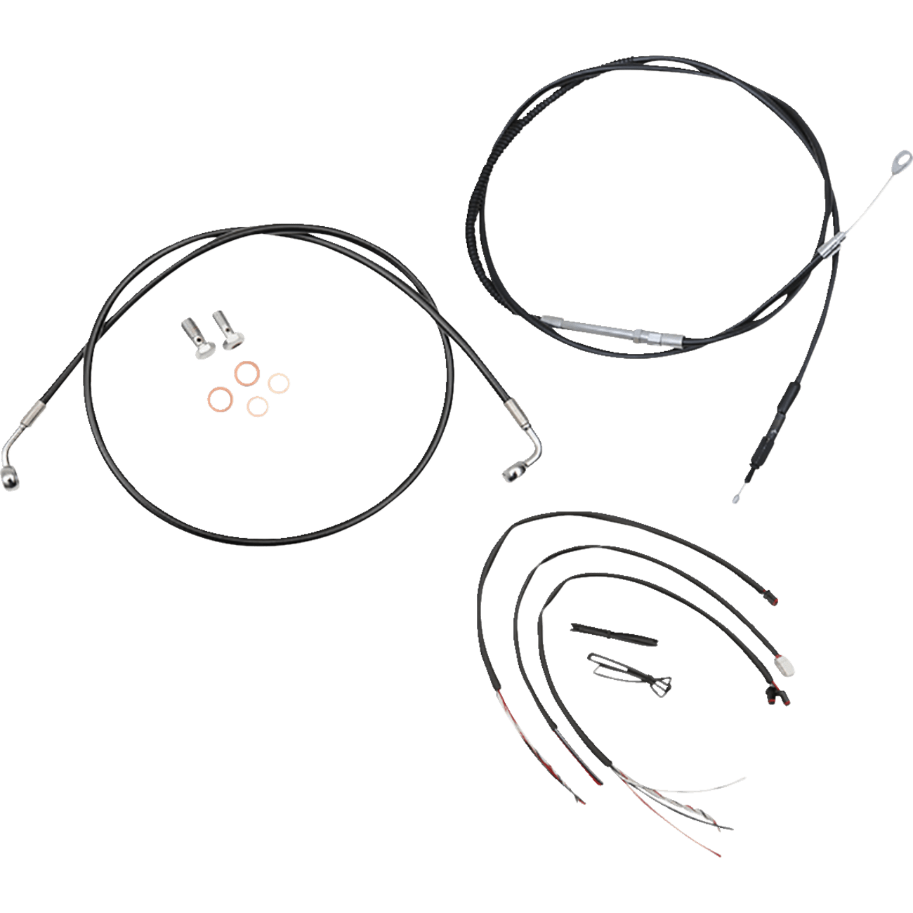 LA CHOPPERS Handlebar Cable/Brake Line Kit Quick Connect Complete 12" 14" Handlebars Black LA8156KT213B