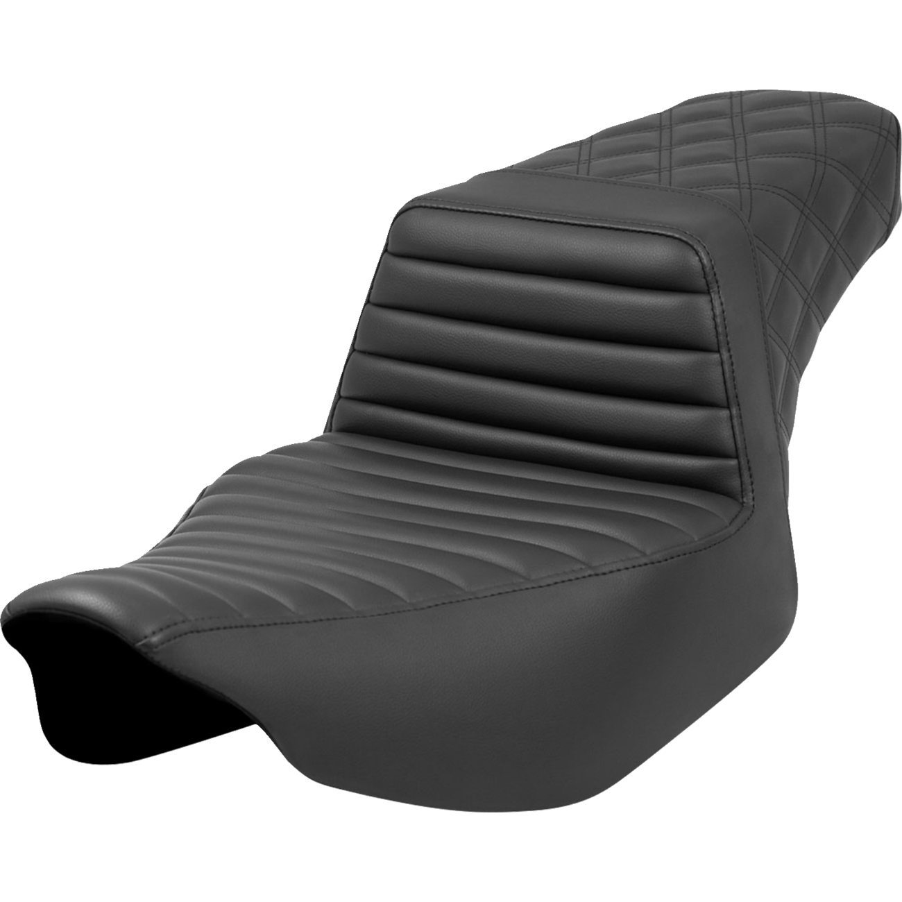 SADDLEMEN Step-Up Seat Front Tuck-n-Roll/Rear Lattice Black Extended Reach Street Glide/Road Glide 82307E176