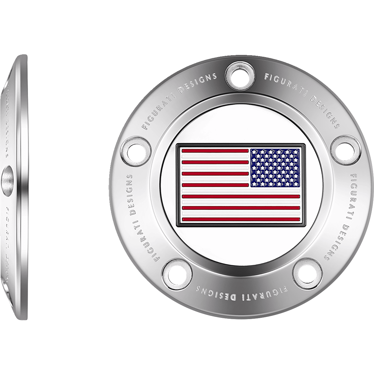 FIGURATI DESIGNS Timing Cover 5 Hole American Flag Stainless Steel FD20TC5HSS