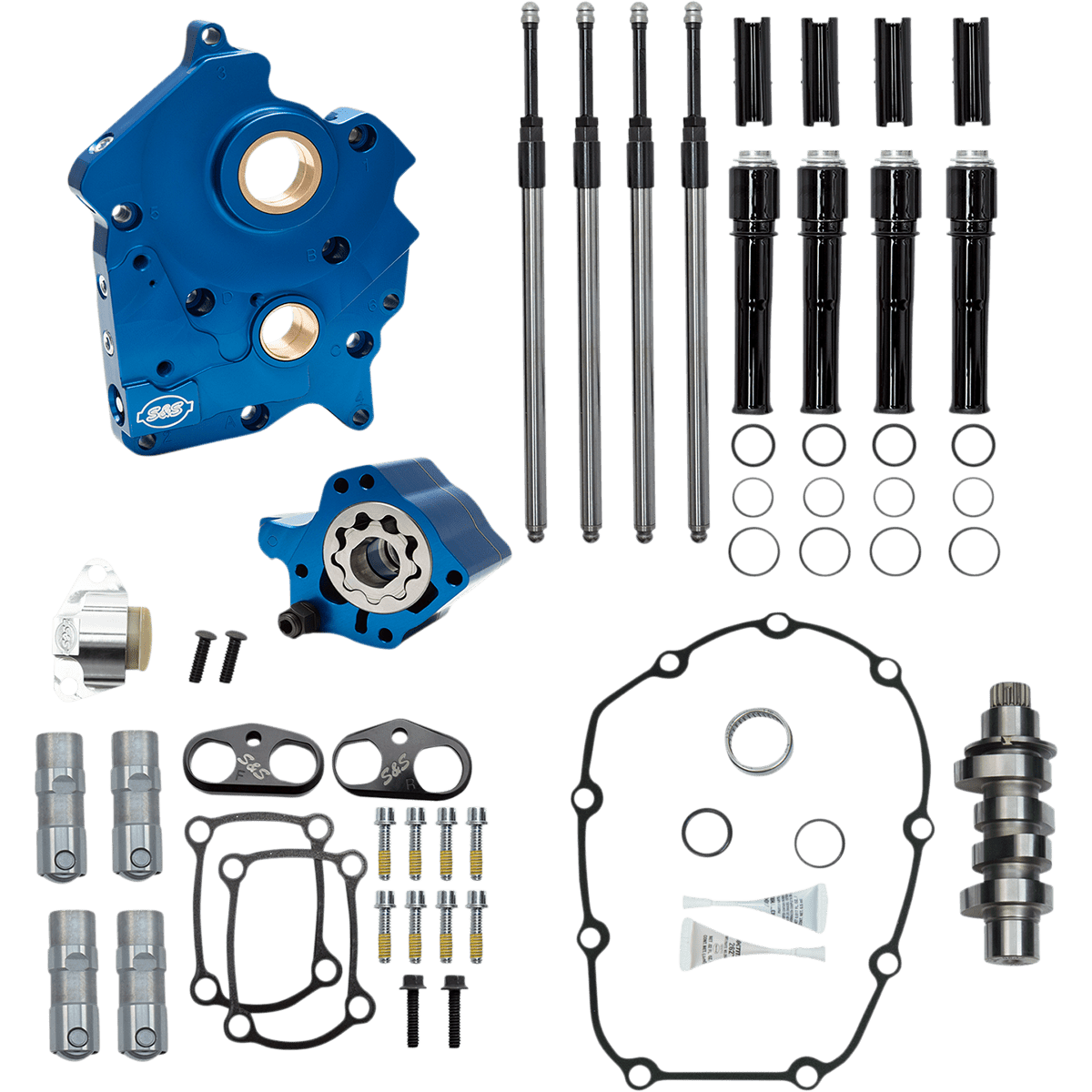 S&S CYCLE Cam Chest Kit with Plate Chain Drive Water Cooled 475 Cam Black Pushrods M8 3101008B