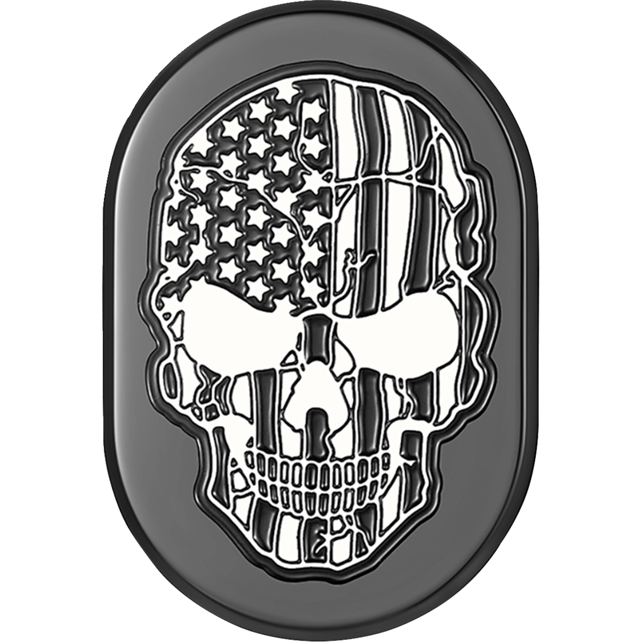 FIGURATI DESIGNS Antenna Cover Left Rear Fender Contrast Cut American Flag Skull Black