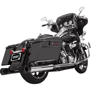 BASSANI XHAUST DNT Straight Can Mufflers for '95-'16 FL Chrome/Black 1F7DNT5