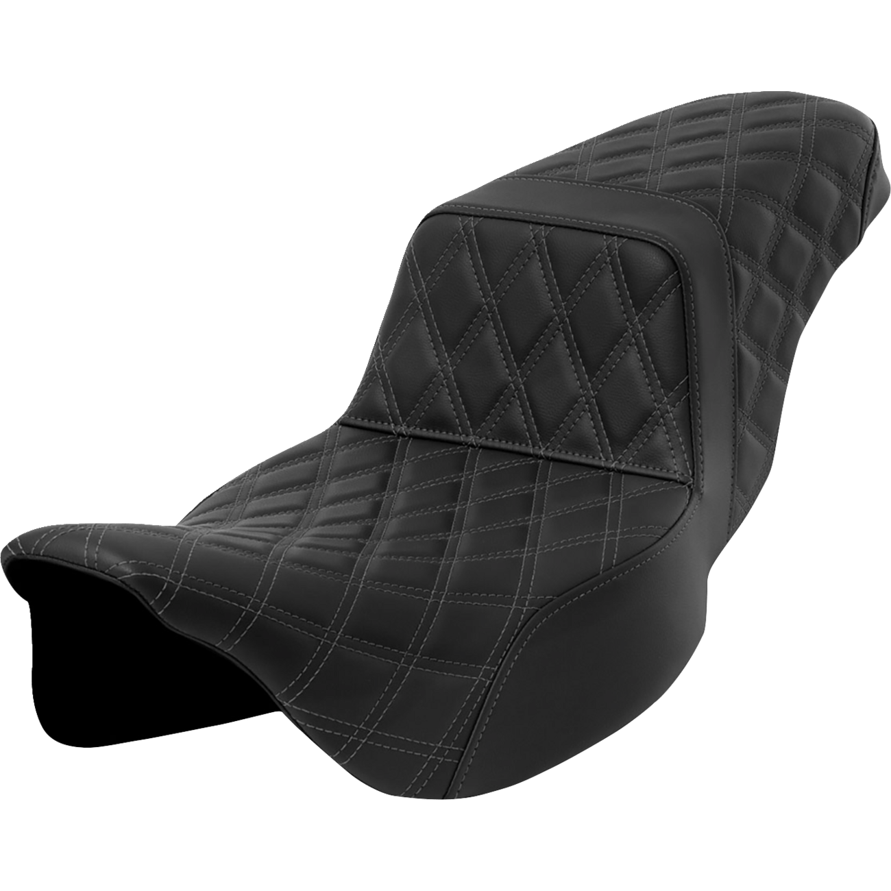 SADDLEMEN Step-Up Seat Lattice Stitch Dark Gray Stitch Extended Reach FLH/FLT '08-'23 A80807E175GRE