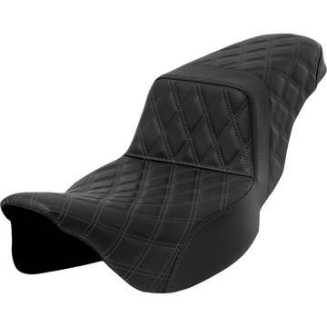 SADDLEMEN Step-Up Seat Lattice Stitch Dark Gray Stitch Extended Reach FLH/FLT '08-'23 A80807E175GRE