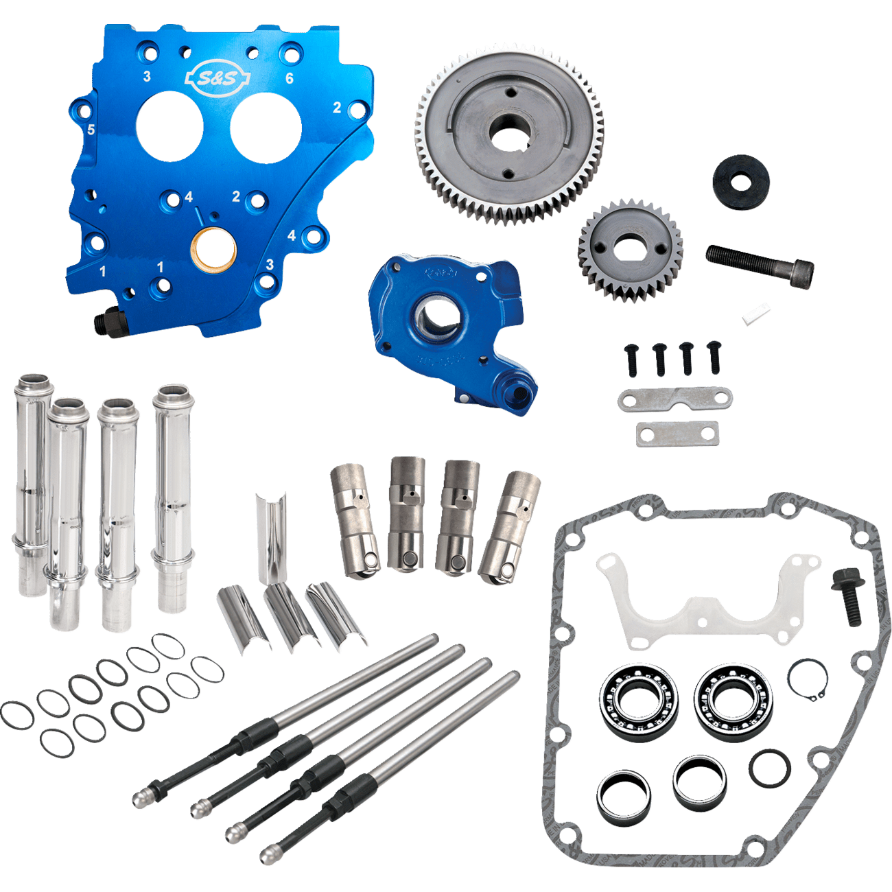 S&S CYCLE Cam Chest Kit without Cams Gear Drive Oil Cooled Chrome Pushrods Twin Cam 3101267