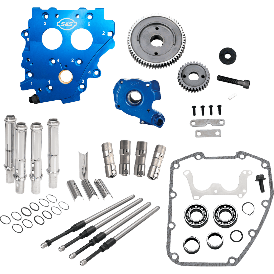 S&S CYCLE Cam Chest Kit without Cams Gear Drive Oil Cooled Chrome Pushrods Twin Cam 3101267