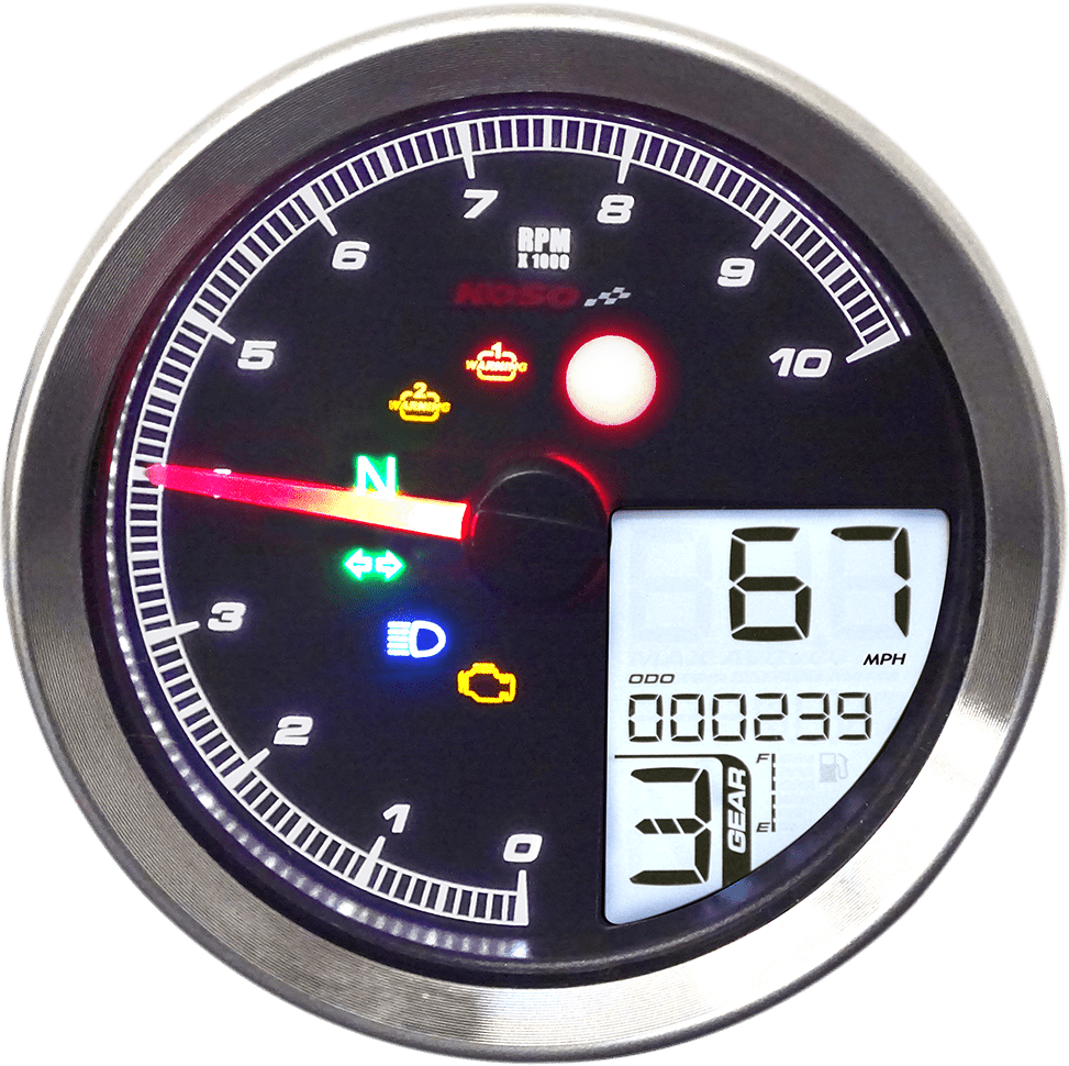 KOSO NORTH AMERICA TNT-04 Multi-Function Meter Silver Bezel 3.30" Diameter x 2.19" D BA051401