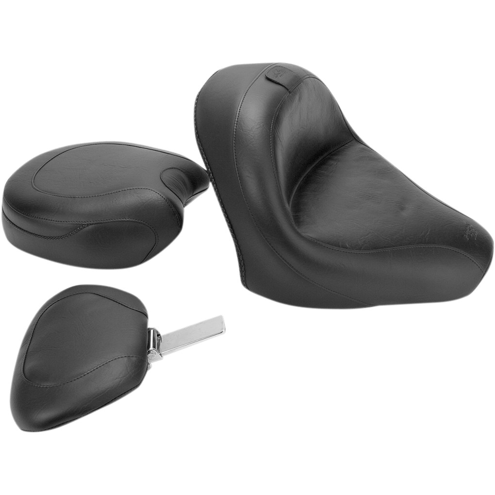 MUSTANG Seat Vintage Wide Touring With Driver Backrest One-Piece Smooth Black VTX1300 79327