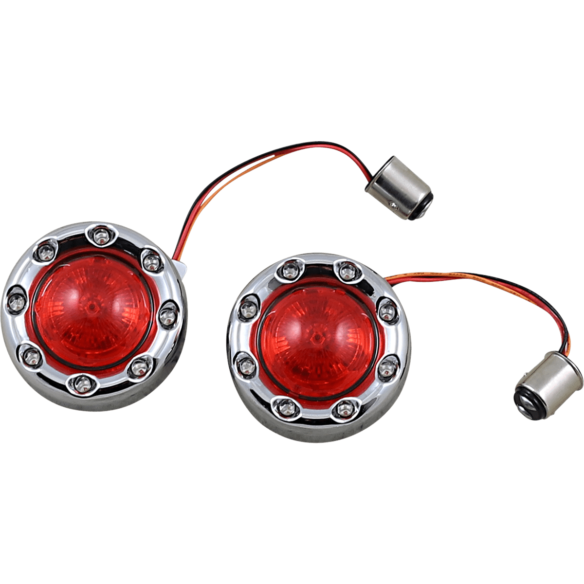 CUSTOM DYNAMICS Bullet Turn Signal 1157 Chrome Red Lens PBBRRR57CR