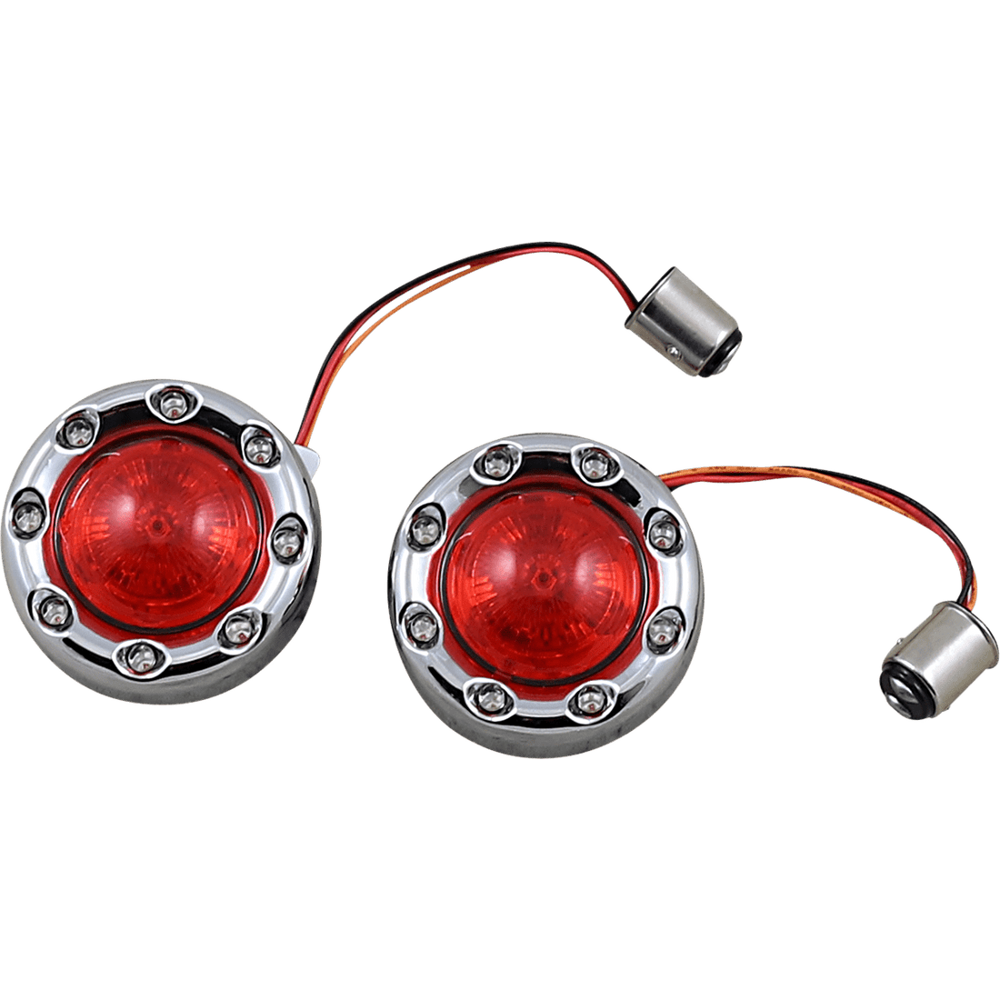 CUSTOM DYNAMICS Bullet Turn Signal 1157 Chrome Red Lens PBBRRR57CR