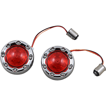 CUSTOM DYNAMICS Bullet Turn Signal 1157 Chrome Red Lens PBBRRR57CR