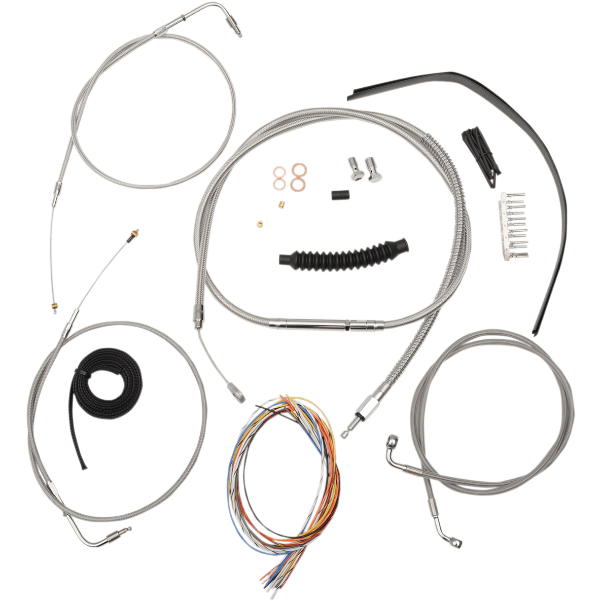 LA CHOPPERS Handlebar Cable/Brake Line Kit Complete 15" 17" Handlebars Stainless LA8220KT216