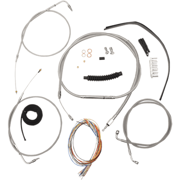 LA CHOPPERS Handlebar Cable/Brake Line Kit Complete 15" 17" Handlebars Stainless LA8220KT216