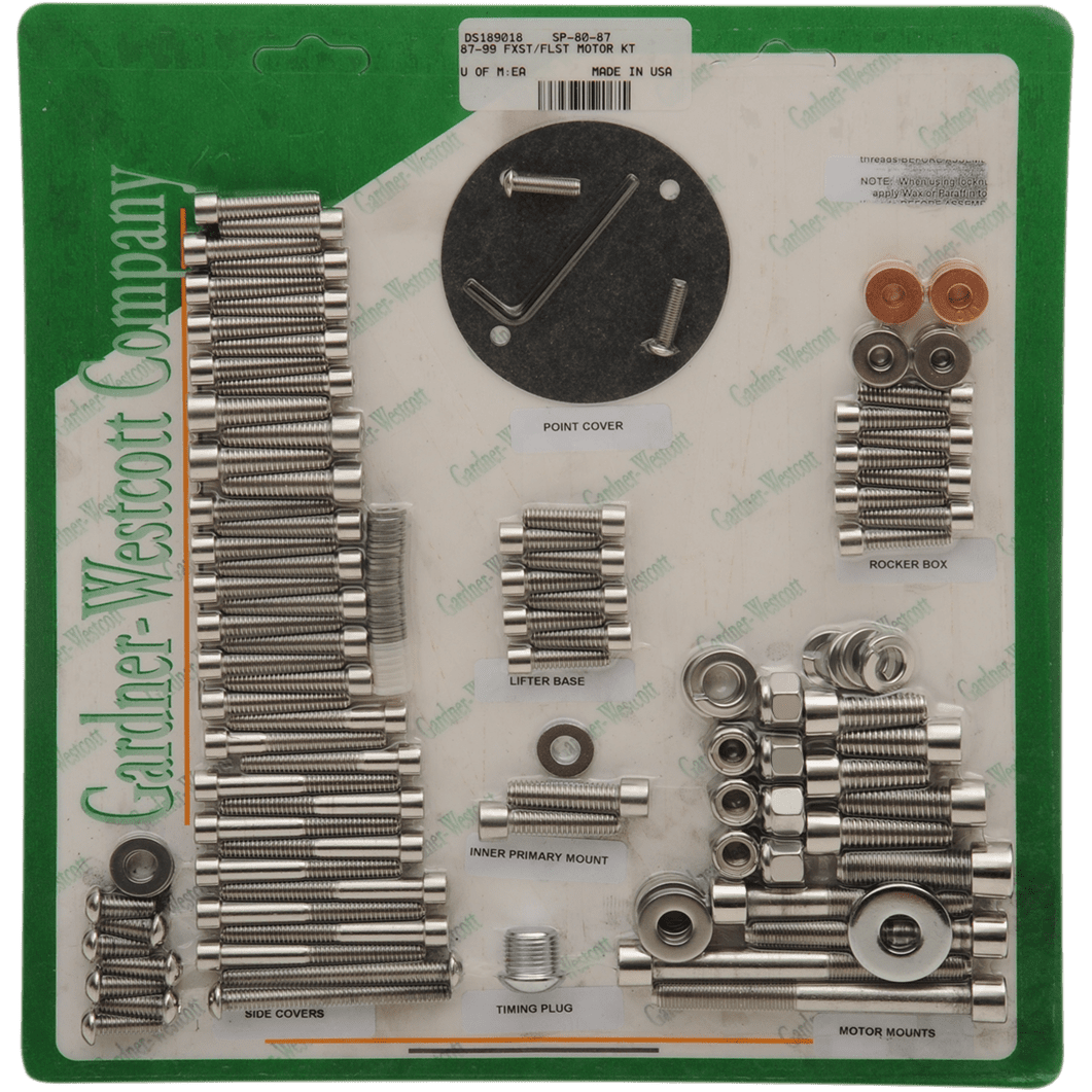 GARDNER-WESTCOTT Bolt Kit Motor Set Socket-Head SP8087