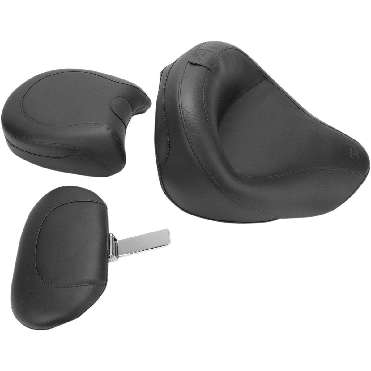 MUSTANG Seat Vintage Wide Touring With Driver Backrest Two-Piece Smooth Black VN1600 79351