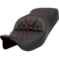 SADDLEMEN Roadsofa™ Seat Lattice Stitch Red Stitch without Backrest FLH/FLT '08-'23 A80807B182RED