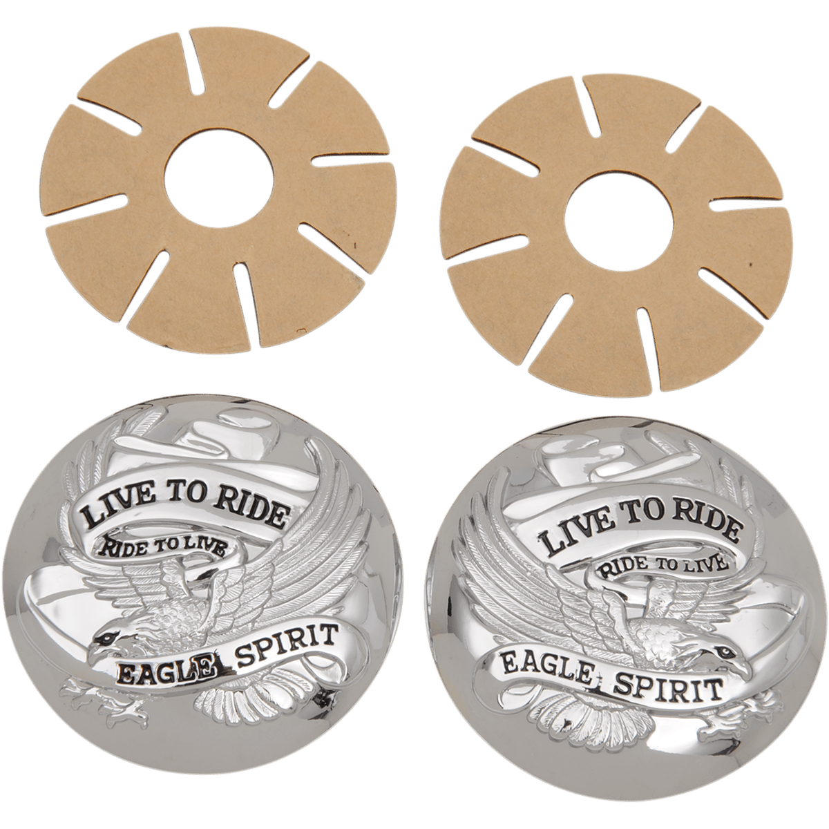 DRAG SPECIALTIES "Live to Ride" Gas Cap Covers Chrome