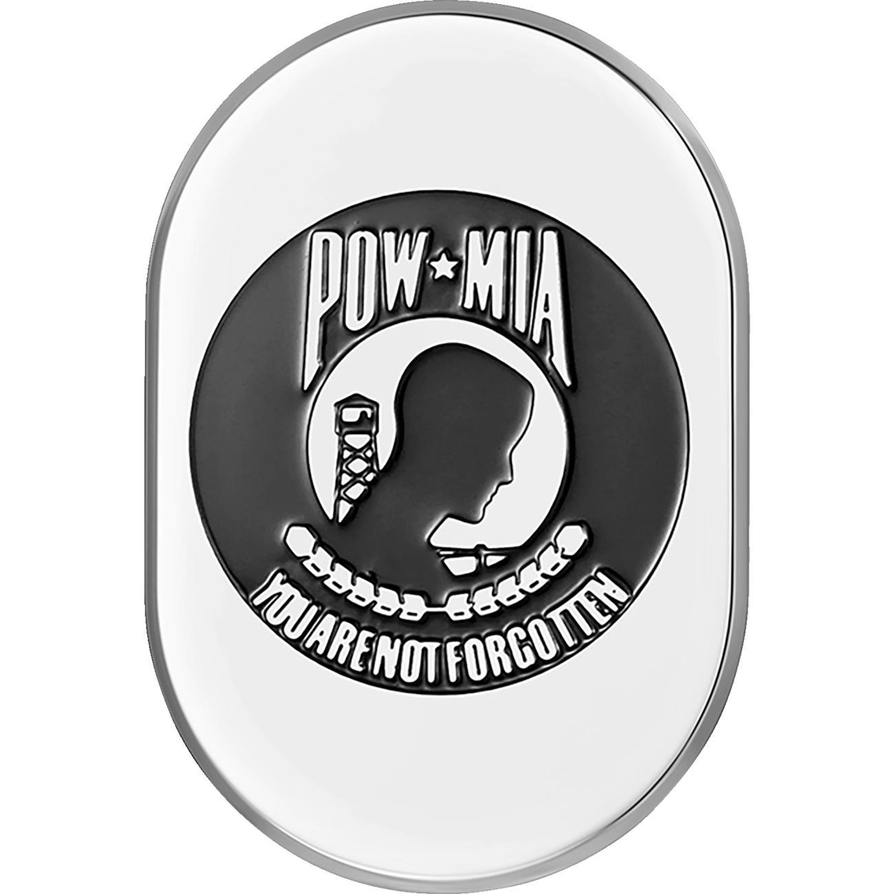 FIGURATI DESIGNS Antenna Cover Right Rear Fender POW-MIA -Chrome