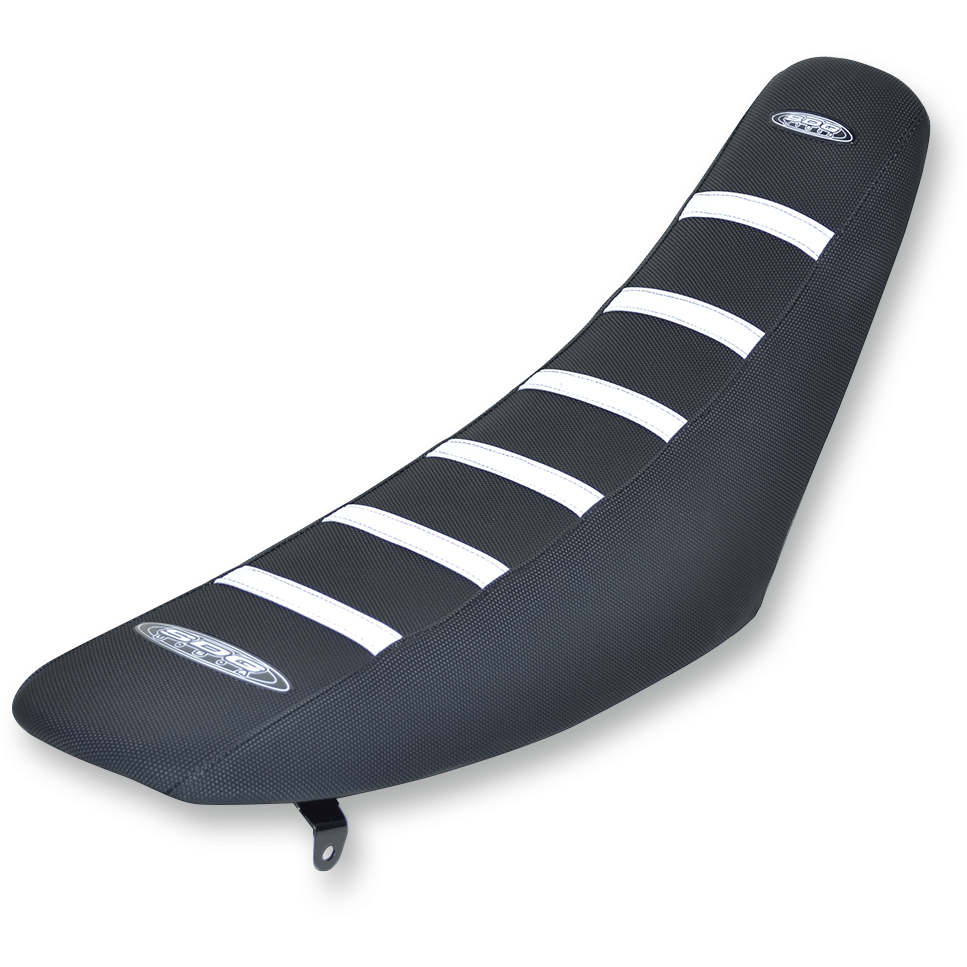 SDG 6-Ribbed Seat Cover White Ribs/Black Top/Black Sides