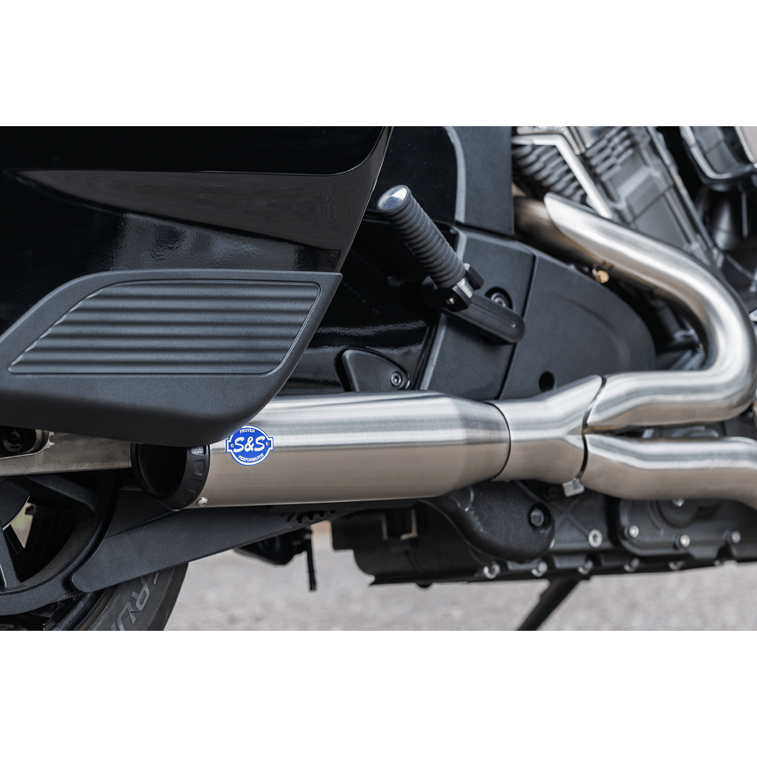 S&S CYCLE 2-into-1 Qualifier Exhaust System 50-State Brushed Stainless Steel 5501083