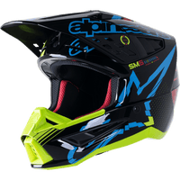 ALPINESTARS SM5 Helmet Action Gloss Black/Blue/Fluo Yellow Large 83061221757LG