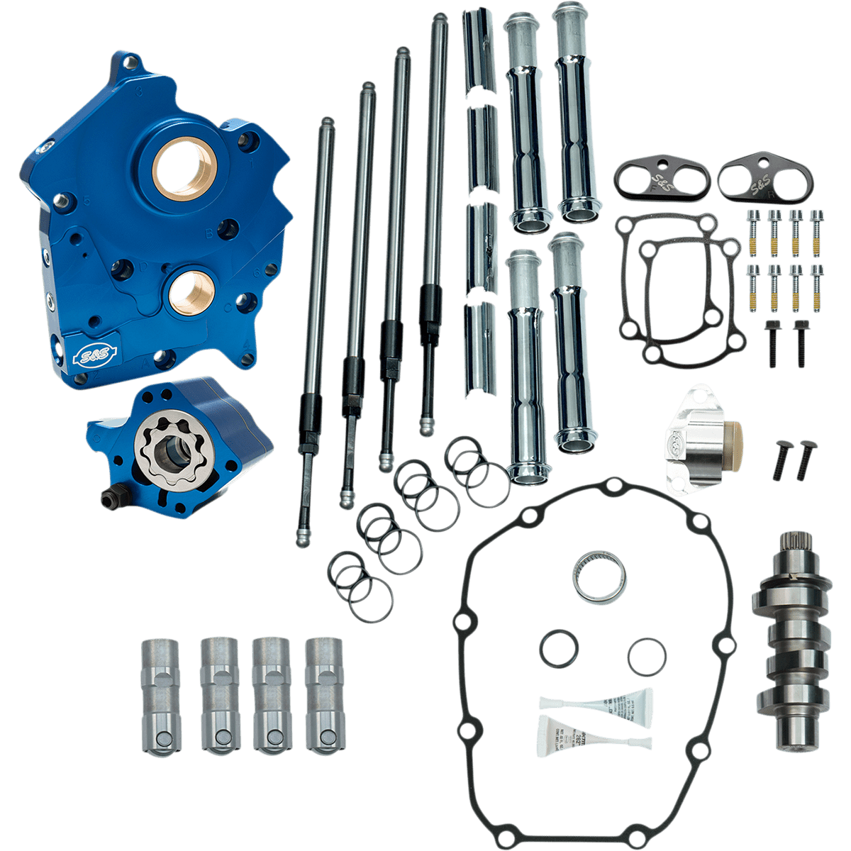 S&S CYCLE Cam Chest Kit with Plate Chain Drive Oil Cooled 465 Cam Chrome Pushrods M8 3101003B