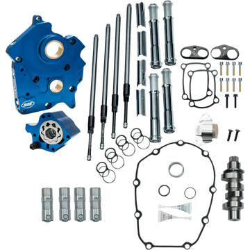 S&S CYCLE Cam Chest Kit with Plate Chain Drive Oil Cooled 465 Cam Chrome Pushrods M8 3101003B