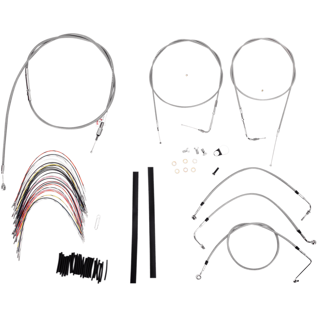 BURLY BRAND Handlebar Cable/Brake Line Kit Complete 18" Ape Hanger Handlebars Stainless Steel