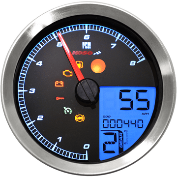 KOSO NORTH AMERICA Multi-Function Speedometer/Tachometer HD-04 Chrome BA051201