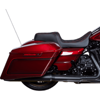 DRAG SPECIALTIES Predator 1Up Seat Vinyl Double Diamond Red Stitch FLH '08-'23