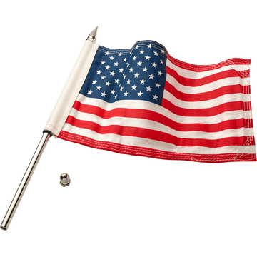 CIRO Flag Pole 12" With 6"x9" American Flag Polished Stainless Steel