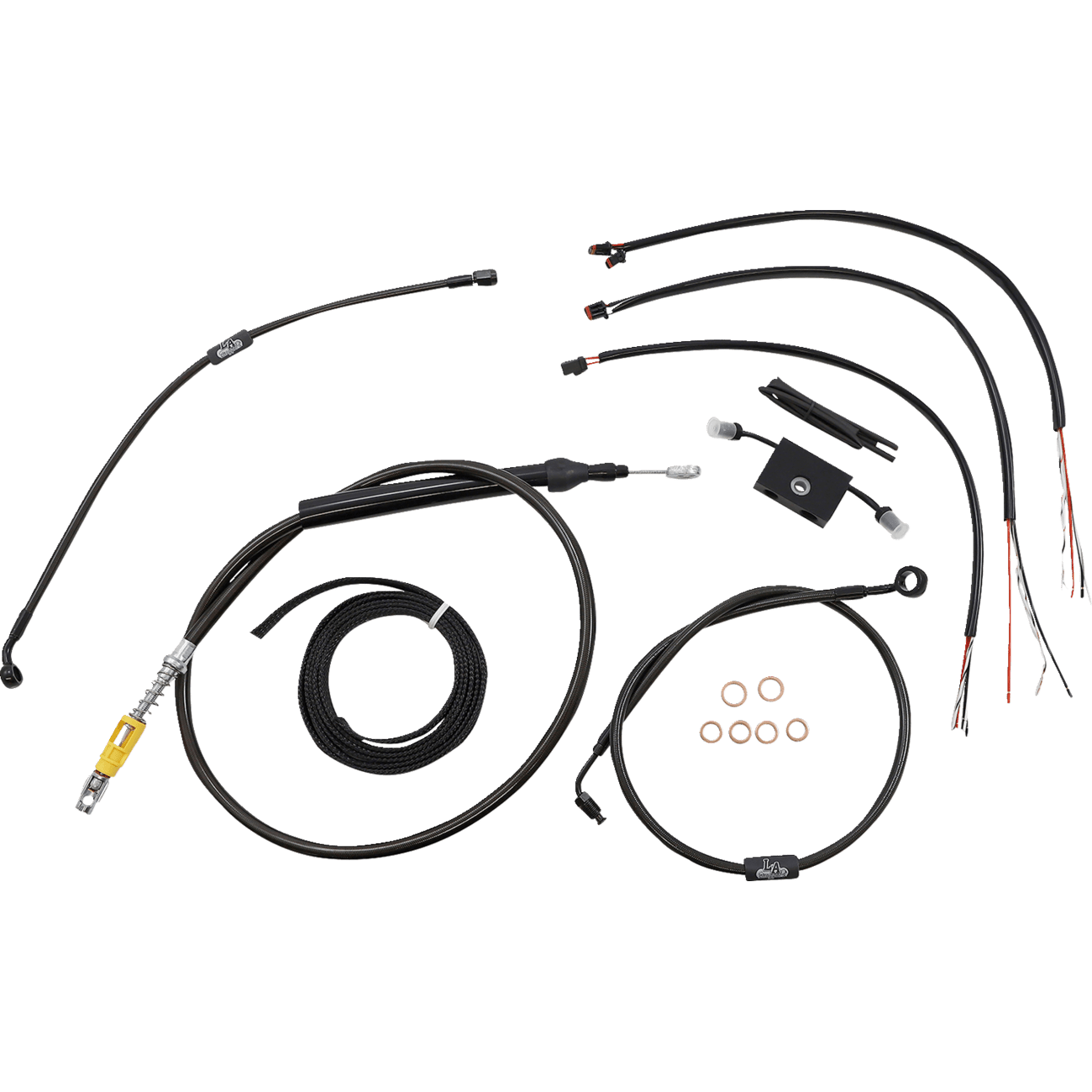 LA CHOPPERS Handlebar Cable/Brake Line Kit Quick Connect Complete 15" 17" Handlebars Midnight LA8157KT216M